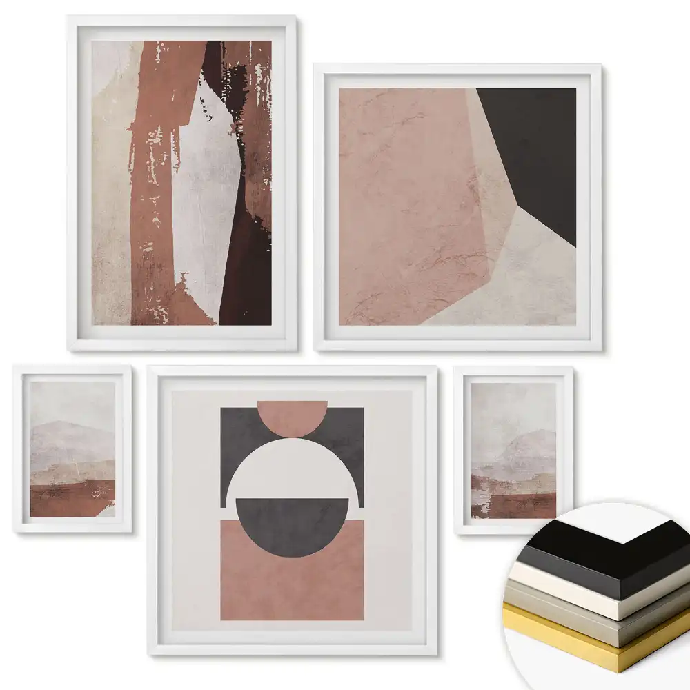 Set tablouri înrămate Peisaje abstracte în culori discrete