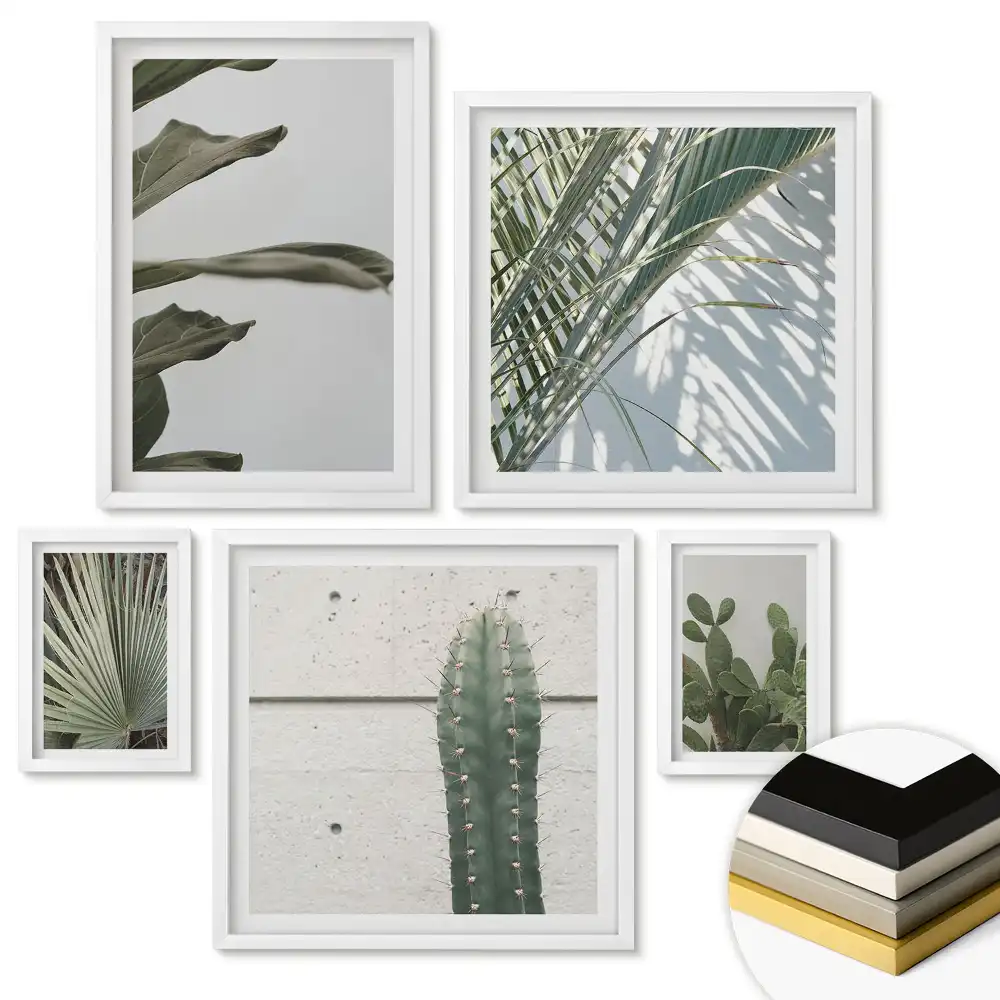 Set 5 tablouri înrămate Inspirații verzi într-un stil minimalist