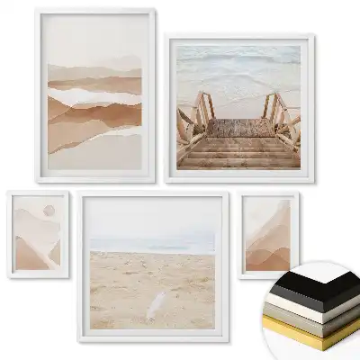 Set 5 tablouri înrămate Peisaje abstracte în culori discrete