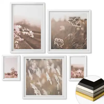 Set tablouri înrămate Peisaje florale în nuanțe delicate