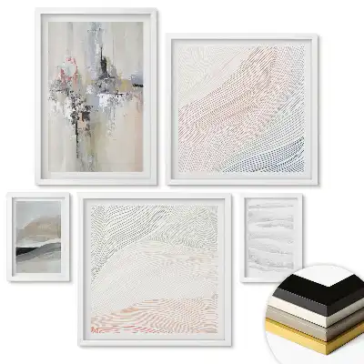Set 5 tablouri înrămate Peisaje abstracte în culori discrete