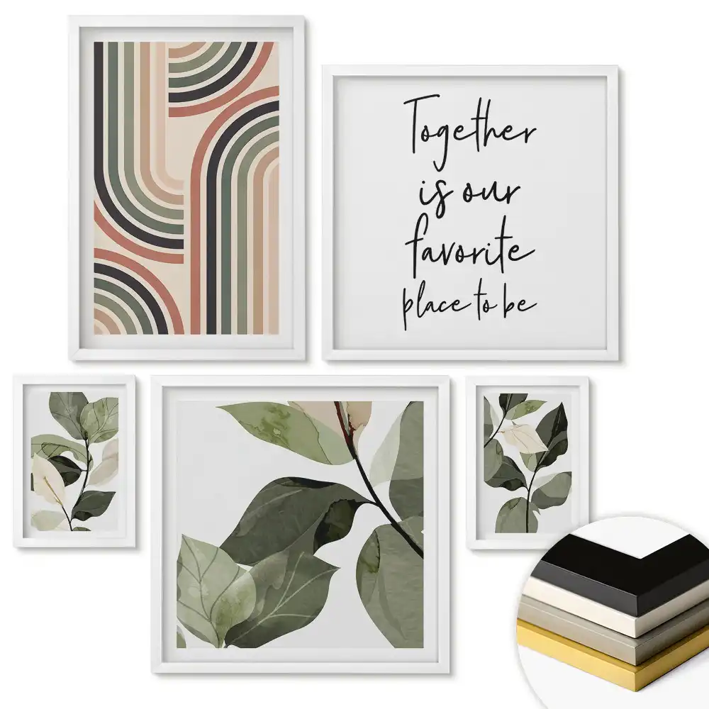 Set de tablouri înrămate cu motive botanice în stil modern