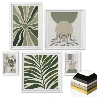 Set tablouri înrămate Modele abstracte în nuanțe de verde