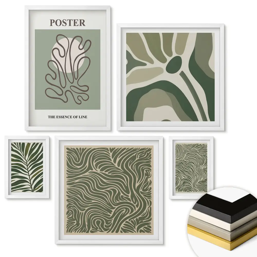 Set de tablouri înrămate cu forme și modele abstracte verzi