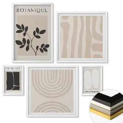 Set 5 tablouri înrămate Modele moderne în culori discrete