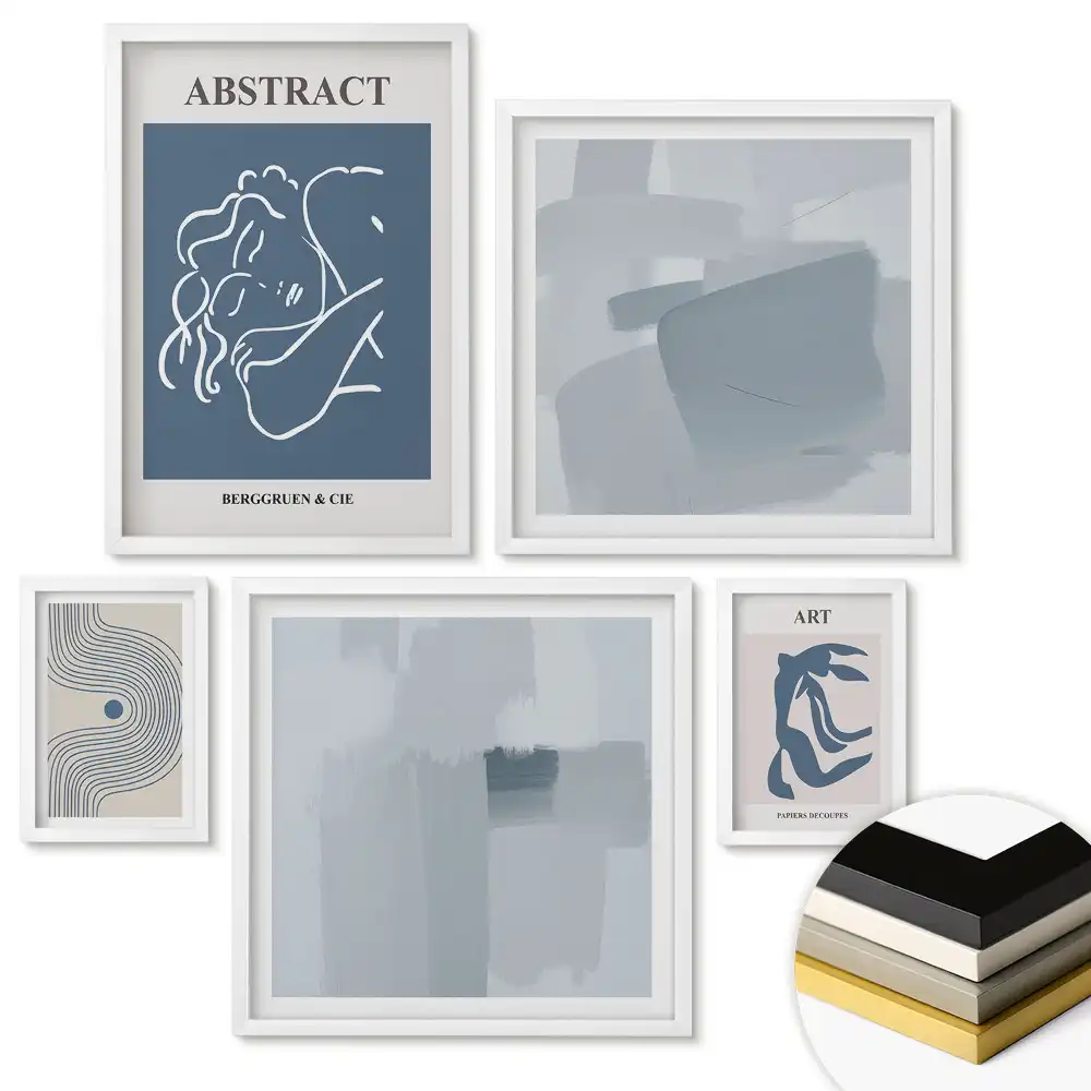 Set 5 tablouri înrămate Artă modernă în stil minimalist