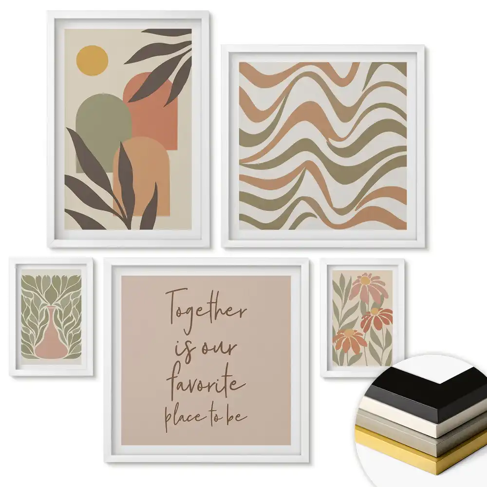 Set 5 tablouri înrămate Modele colorate pentru un interior confortabil