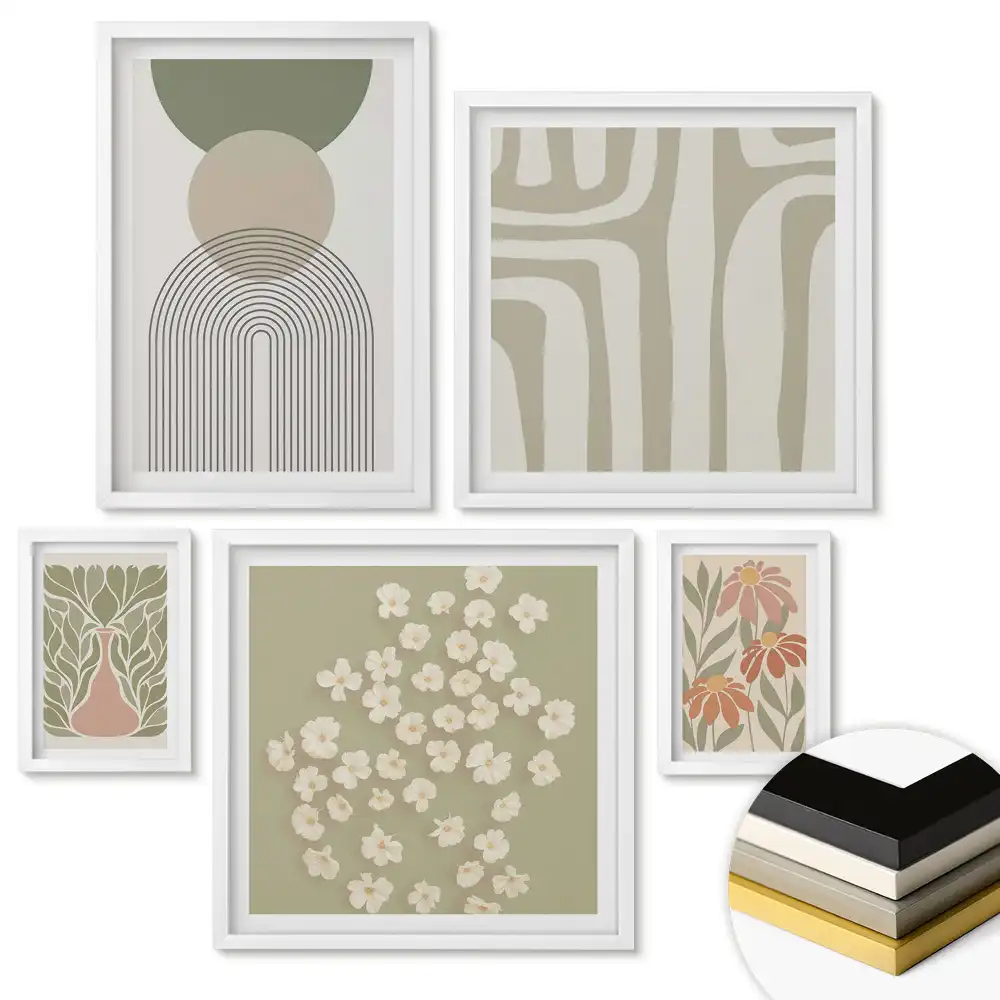 Set tablouri înrămate Modele moderne și flori delicate