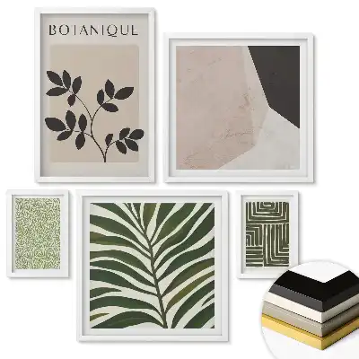 Set 5 tablouri înrămate Modele moderne cu motive vegetale