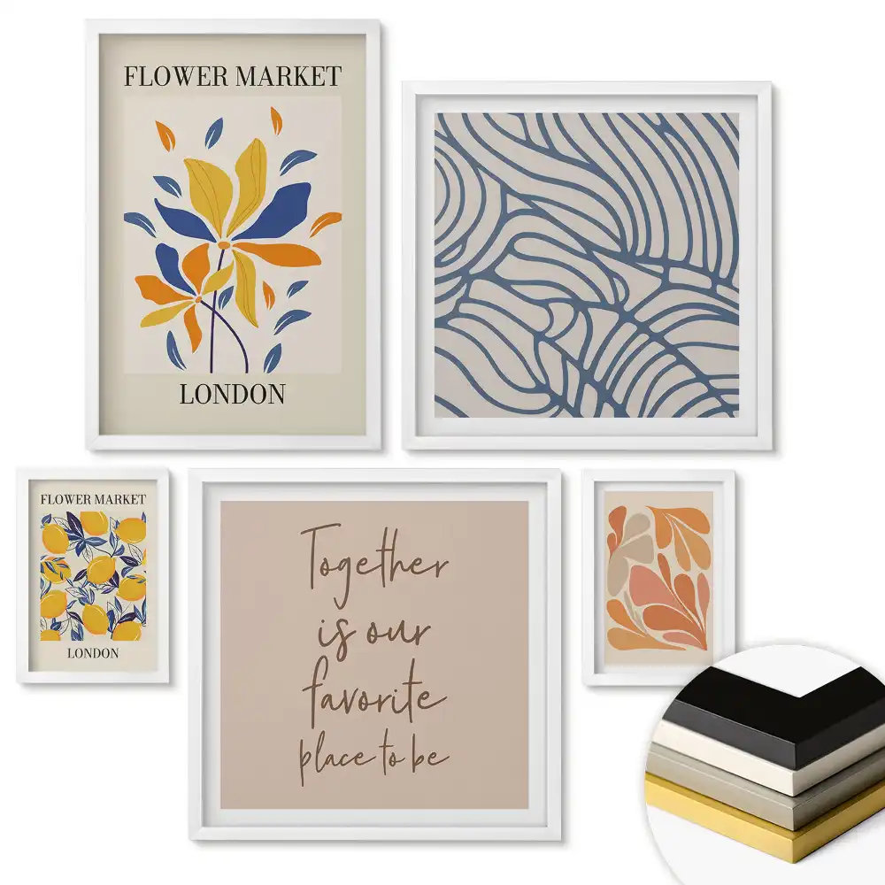 Set 5 tablouri înrămate Inspirații florale într-un stil modern
