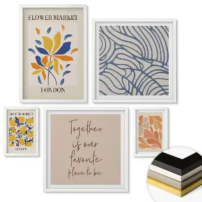 Set 5 tablouri înrămate Inspirații florale într-un stil modern