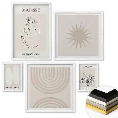 Set de tablouri înrămate cu forme și linii abstracte artistice