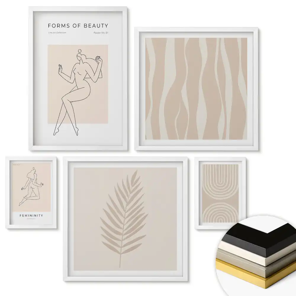 Set tablouri înrămate Forme moderne de frumusețe în minimalism