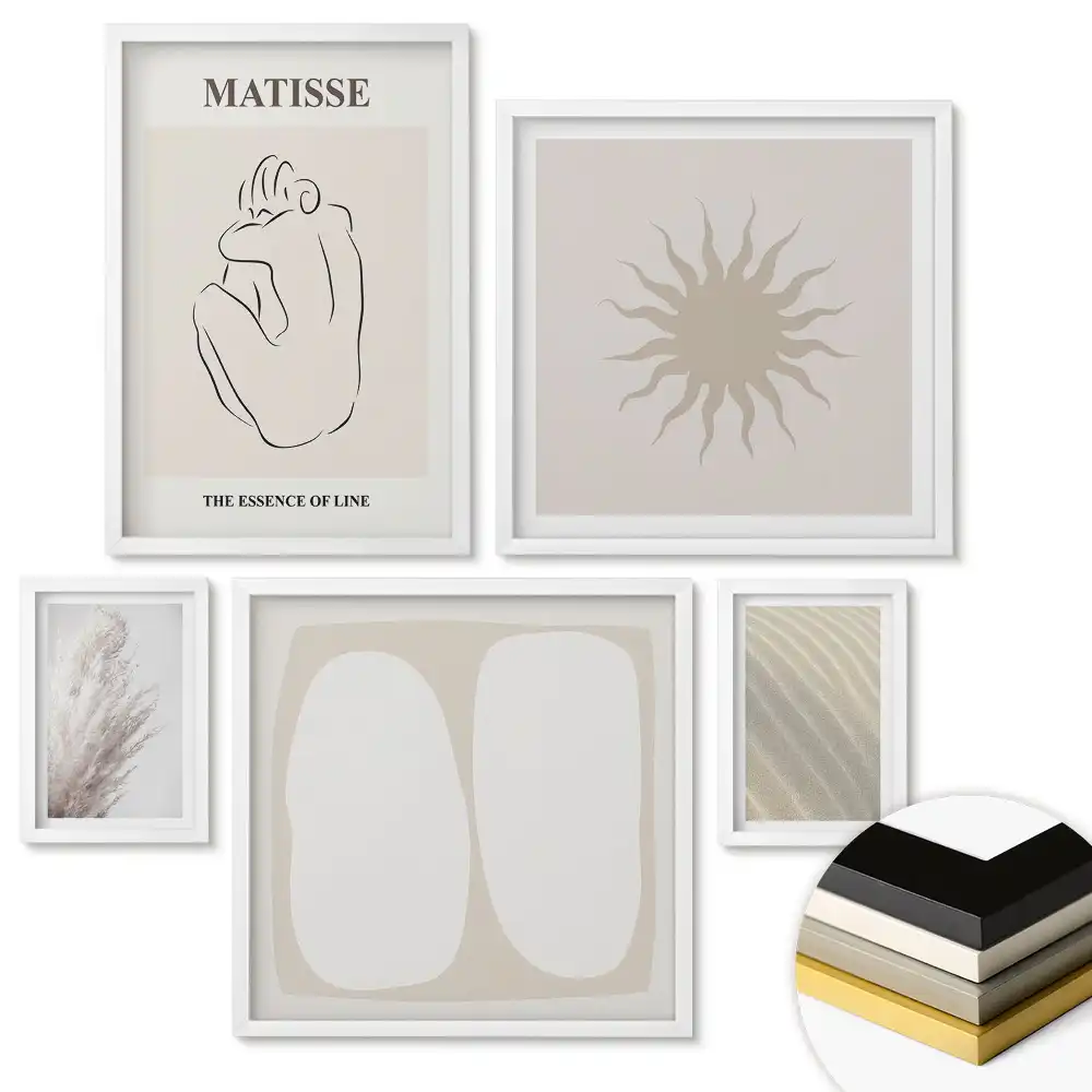 Set de 5 tablouri înrămate colecție de artă murală minimalistă