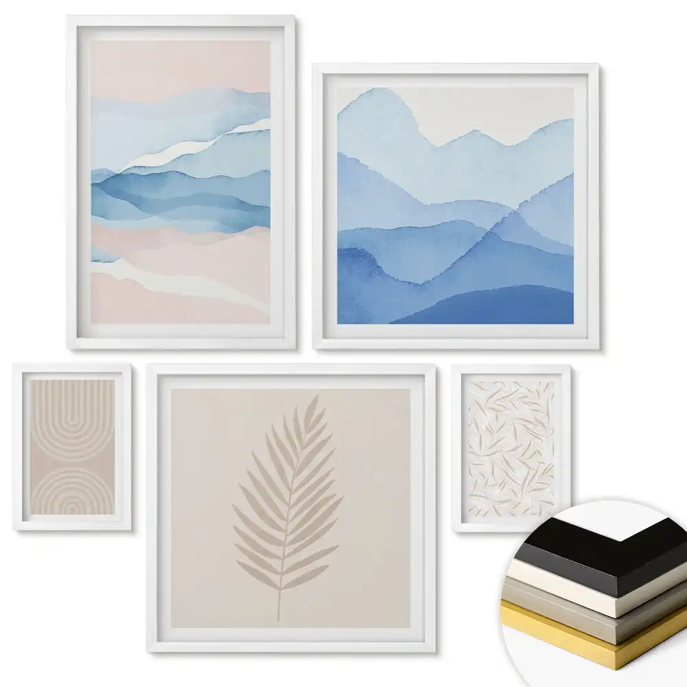 Set de 5 tablouri înrămate Armonia culorilor și a formelor naturale