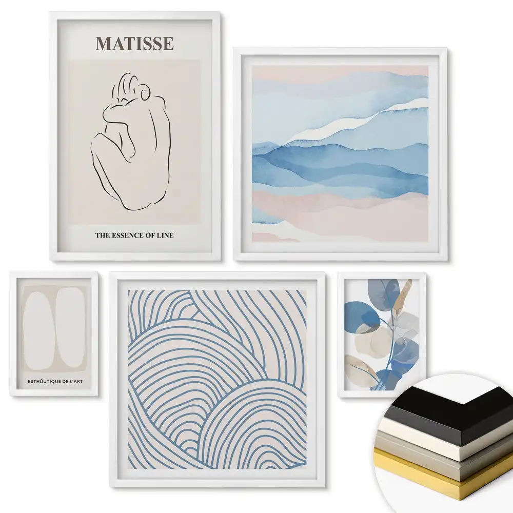 Set de tablouri înrămate cu forme și linii abstracte