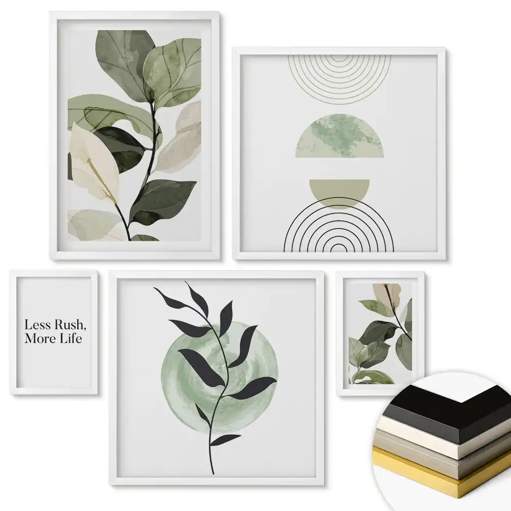 Set de 5 tablouri înrămate cu motive naturale moderne