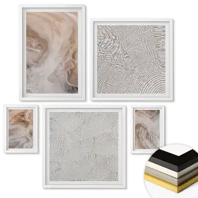 Set de tablouri înrămate cu modele abstracte în nuanțe de bej