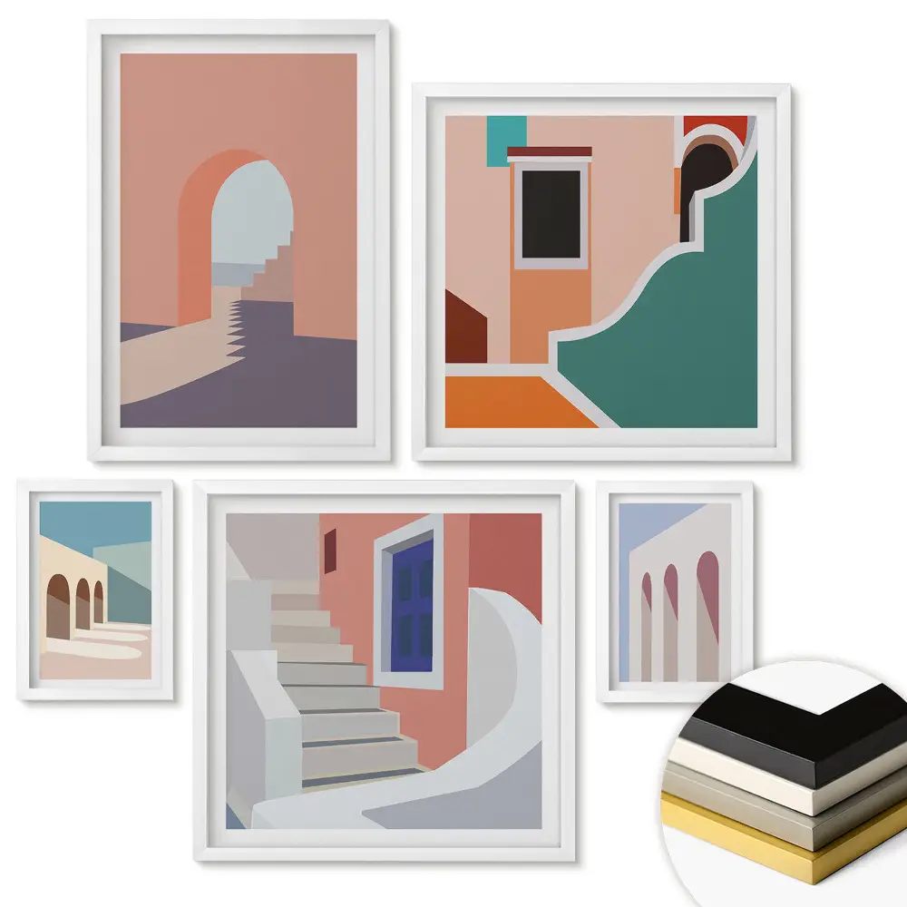 Set de tablouri înrămate Culorile arhitecturii în stil minimalist