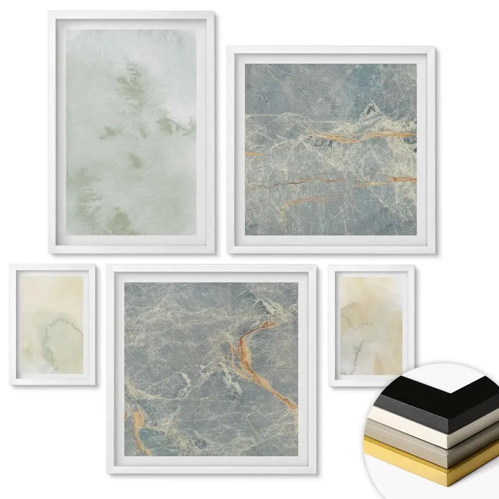 Set de tablouri înrămate cu modele abstracte în culori delicate