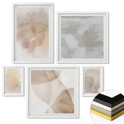 Set 5 tablouri înrămate Nuanțe abstracte în tonuri delicate