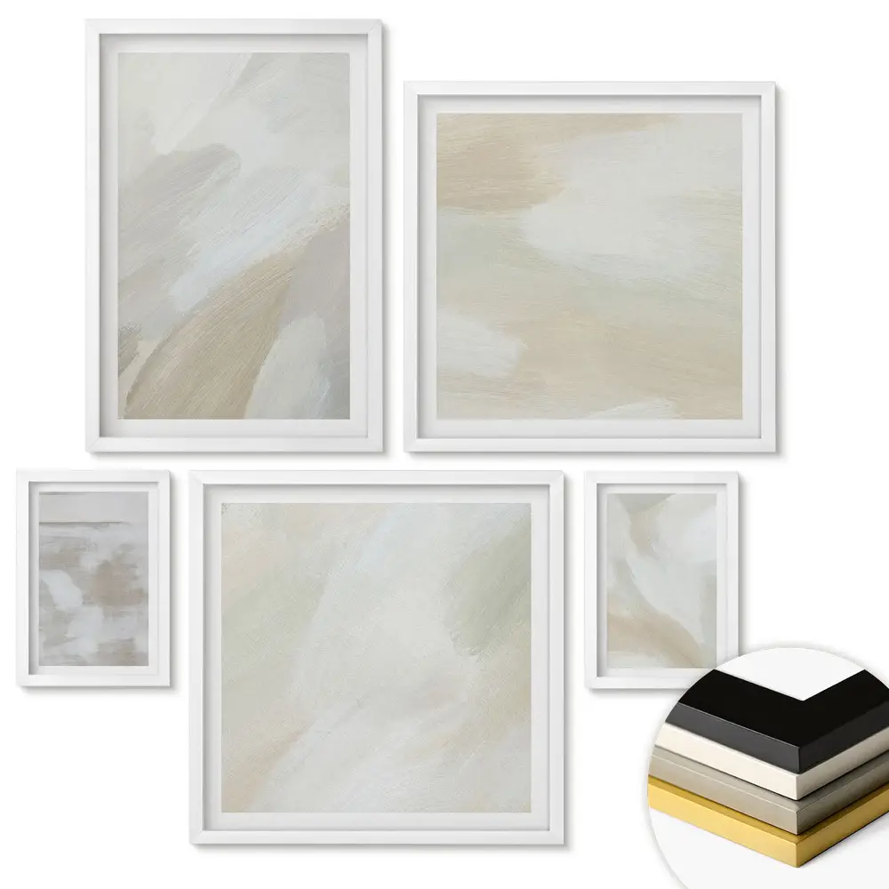 Set de 5 tablouri înrămate Nuanțe abstracte în tonuri delicate