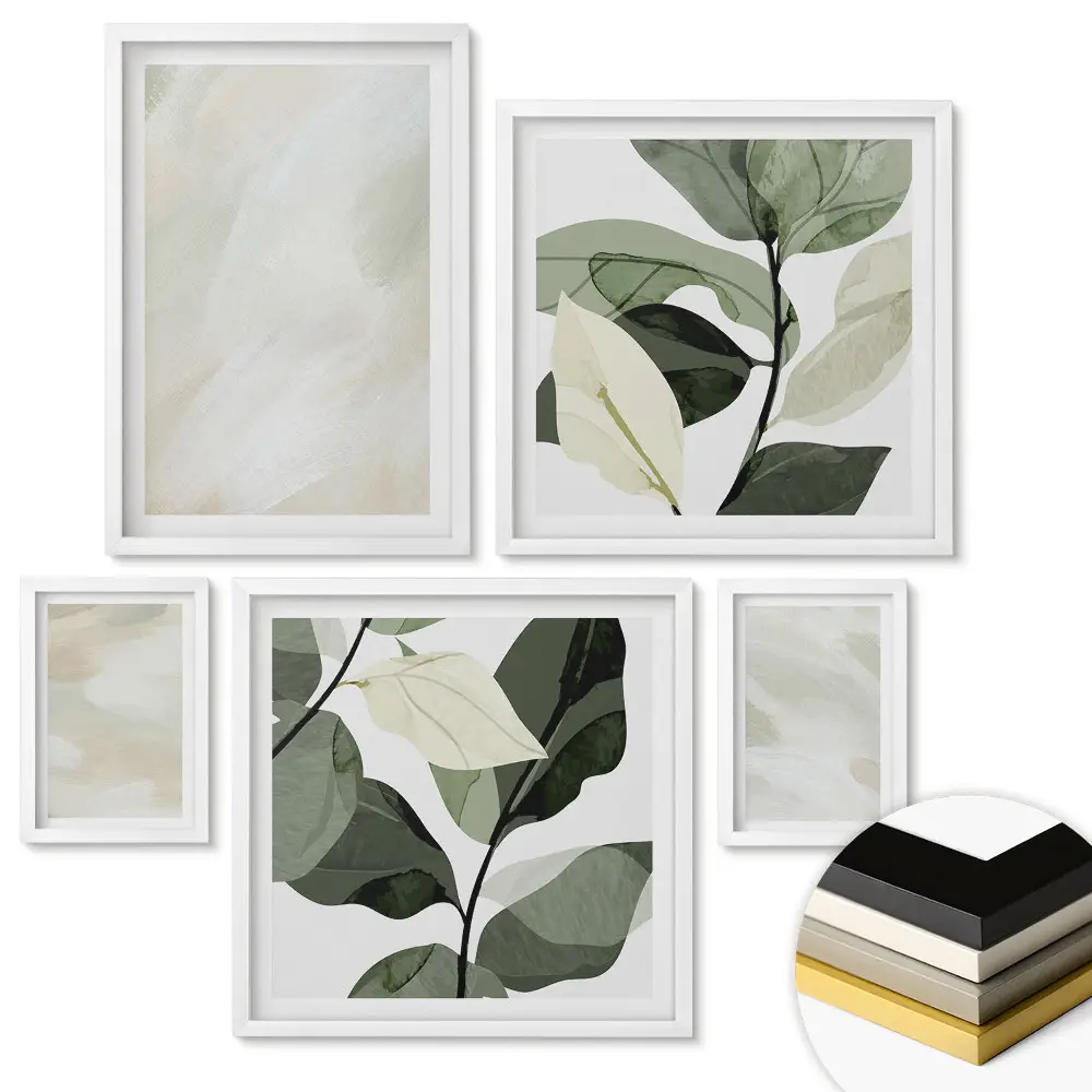 Set de tablouri înrămate cu accente vegetale în stil minimalist