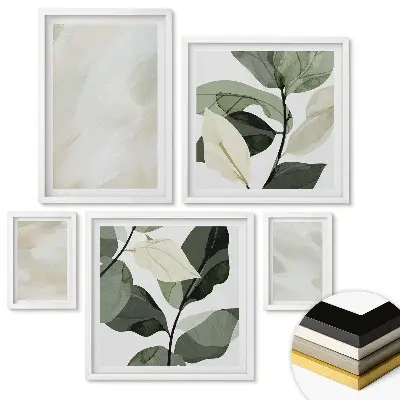 Set tablouri înrămate Accente vegetale într-un stil minimalist