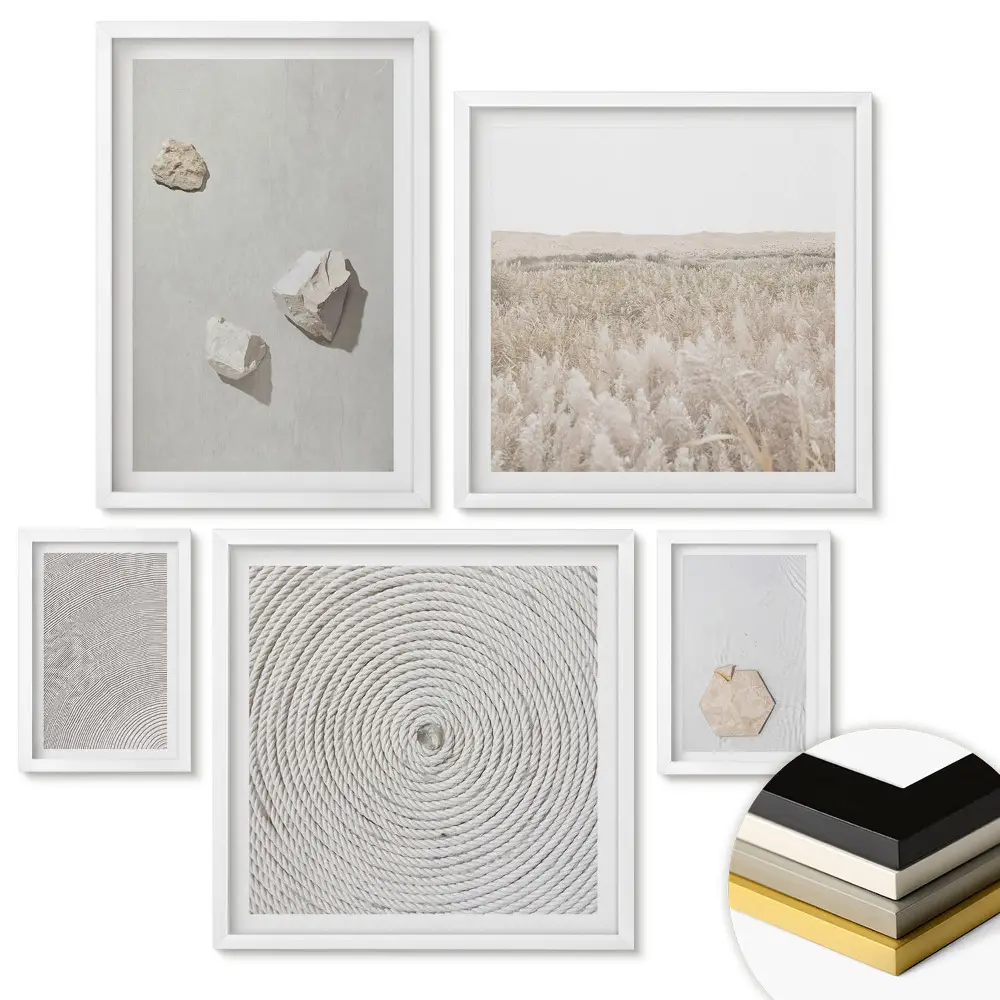 Set de 5 tablouri înrămate Frumusețea minimalistă a naturii și a texturilor
