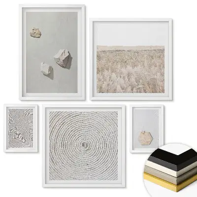 Set 5 tablouri înrămate Frumusețea minimalistă a naturii și a texturilor
