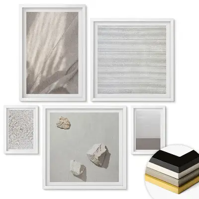 Set 5 tablouri înrămate O compoziție minimalistă cu elemente naturale