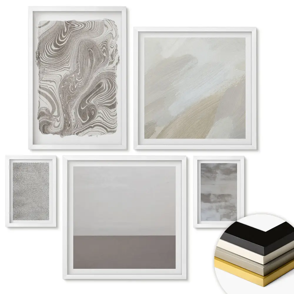 Set de tablouri înrămate Compoziții abstracte în culori discrete