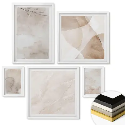 Set 5 tablouri înrămate Nuanțe abstracte în tonuri delicate