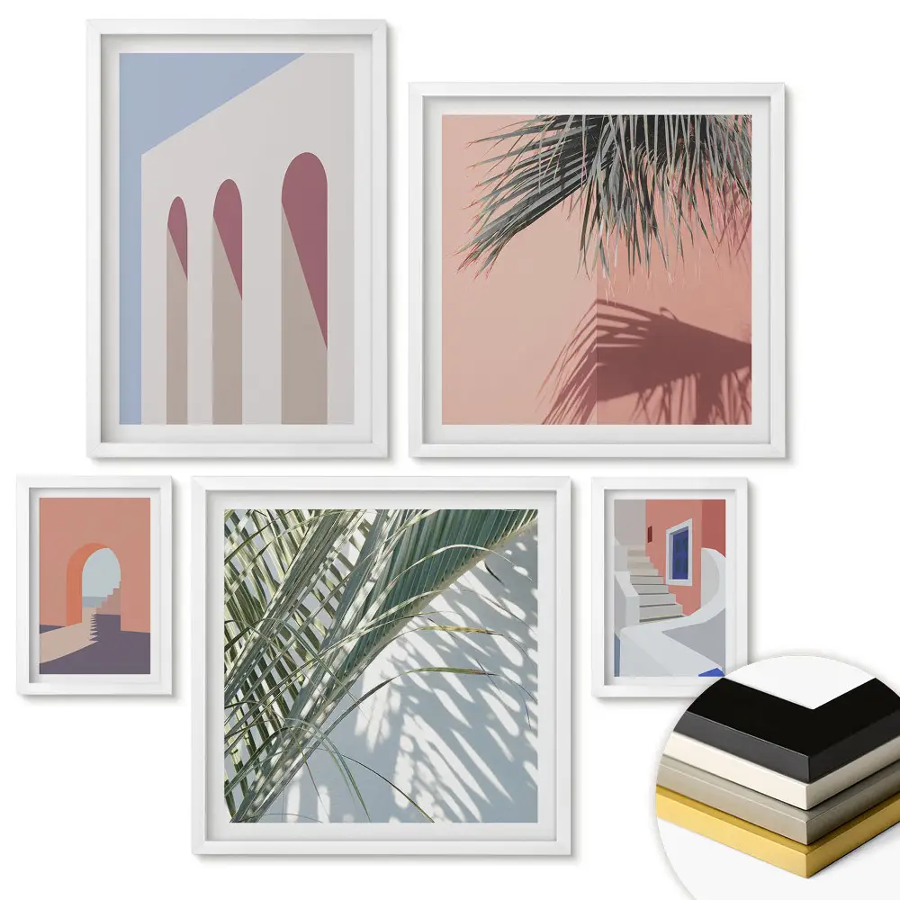 Set de tablouri înrămate cu grafică modernă în culori pastelate