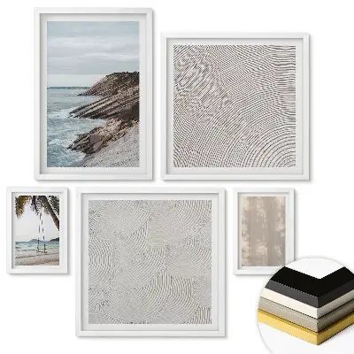 Set 5 tablouri înrămate Liniștea naturii și aventura pe mare
