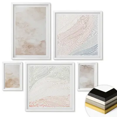 Set 5 tablouri înrămate Modele abstracte în nuanțe delicate