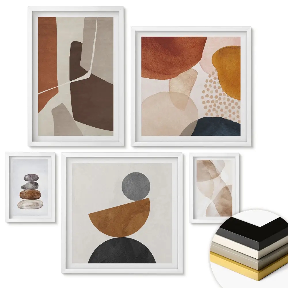 Set de tablouri înrămate Compoziții abstracte în culori discrete