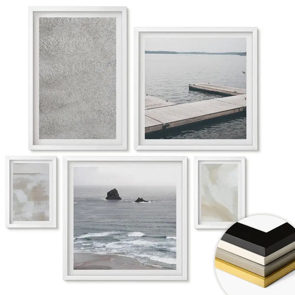 Set 5 tablouri înrămate Liniștea naturii în stil minimalist