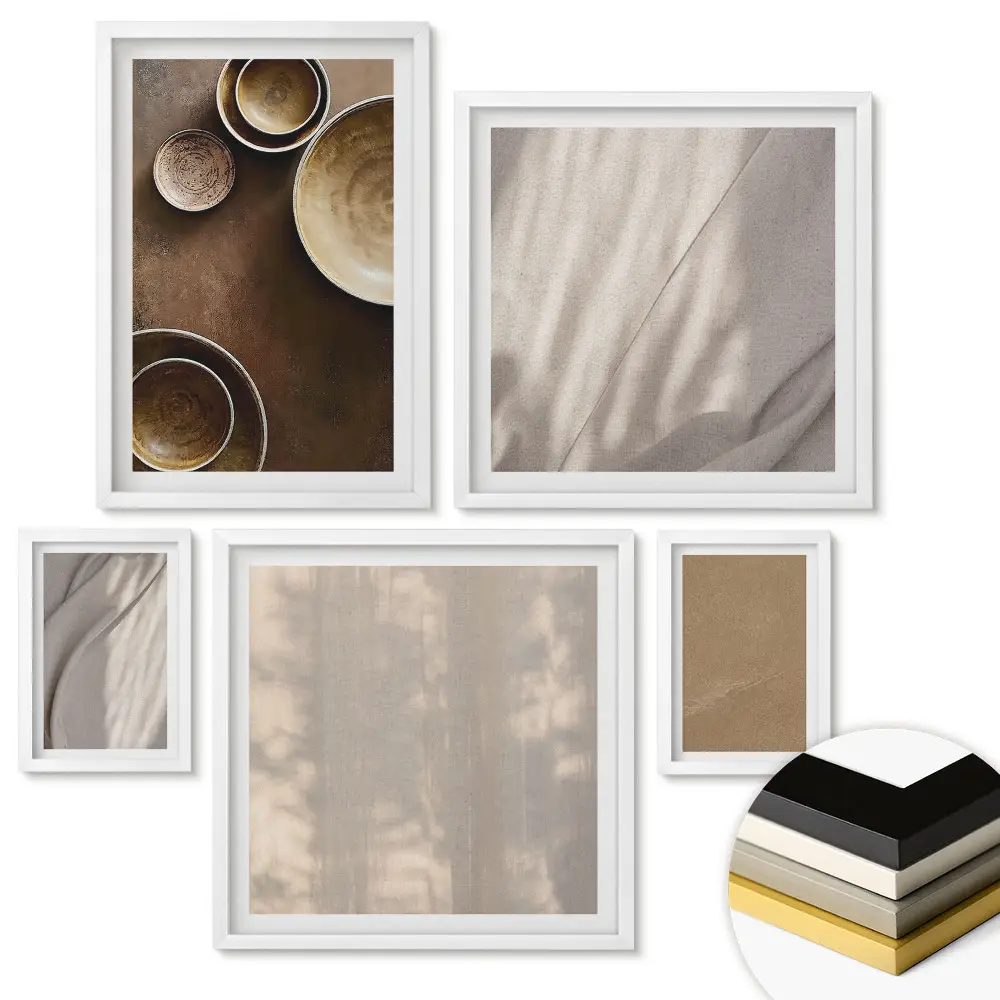 Set de tablouri înrămate cu texturi naturale și modele minimaliste