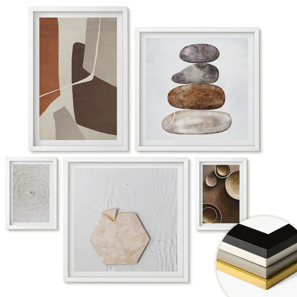 Set de 5 tablouri înrămate Frumusețe naturală în stil minimalist