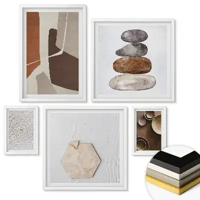Set 5 tablouri înrămate Frumusețe naturală într-un stil minimalist