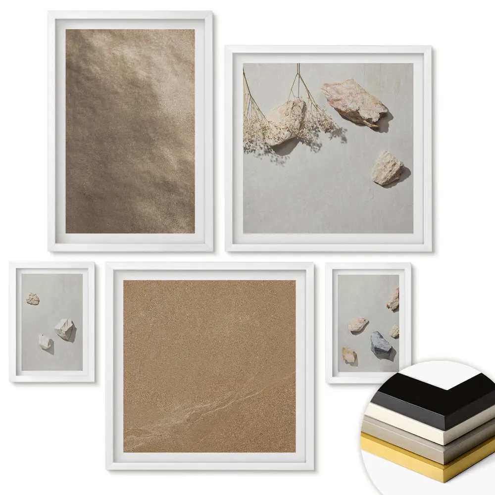Set de tablouri înrămate cu texturi naturale în stil minimalist