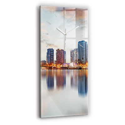 Ceas din sticlă dreptunghiular vertical decorativ Panoramă cu Turnul Eiffel