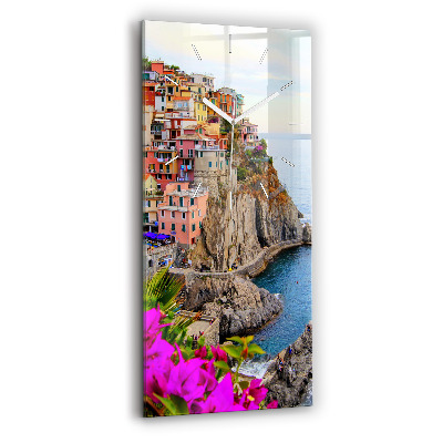 Ceas din sticlă dreptunghiular vertical decorativ Coasta Cinque Terre