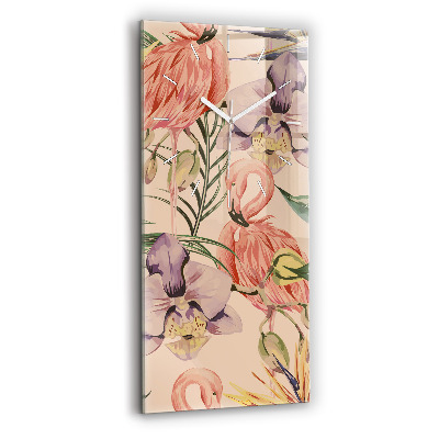 Ceas din sticlă dreptunghiular vertical decorativ frunze de palmier tropical