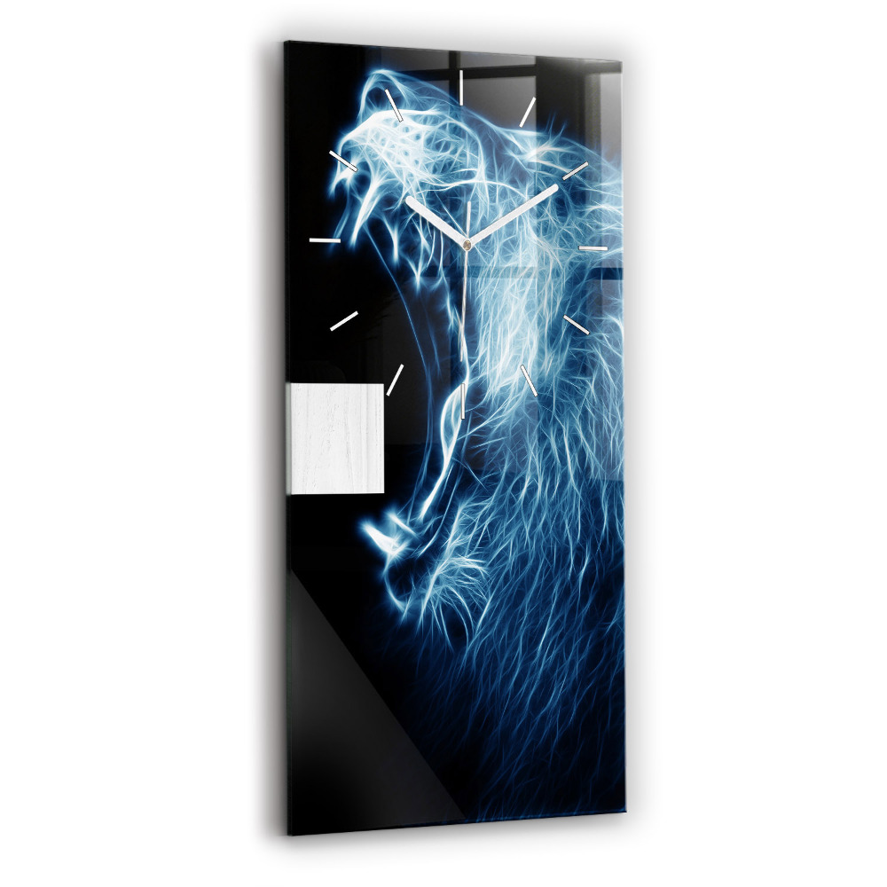 Ceas din sticlă dreptunghiular vertical decorativ Leu sălbatic