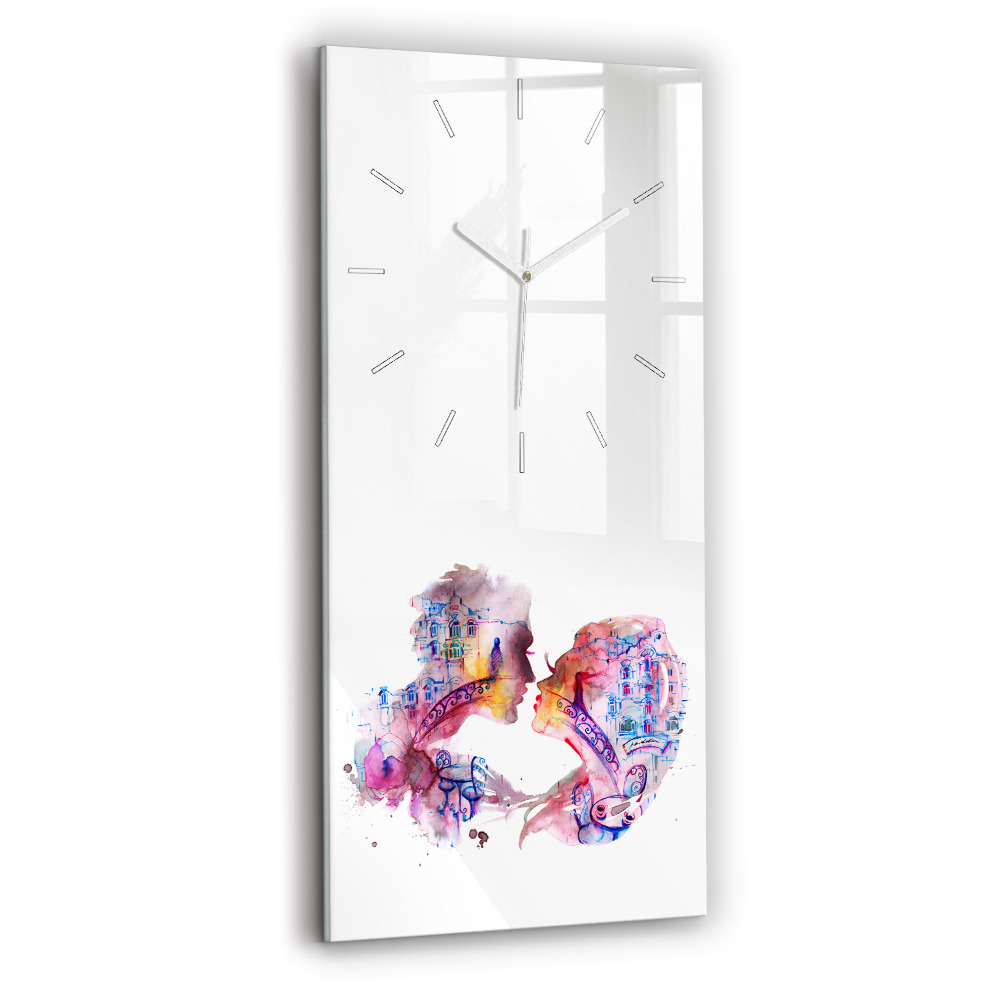 Ceas din sticlă dreptunghiular vertical decorativ Două trupuri, un suflet
