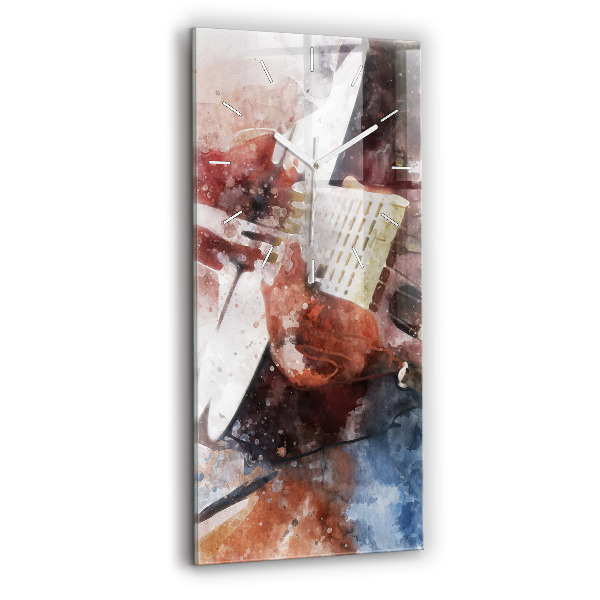 Ceas vertical de perete din sticlă decorativ Vizualizare chitară