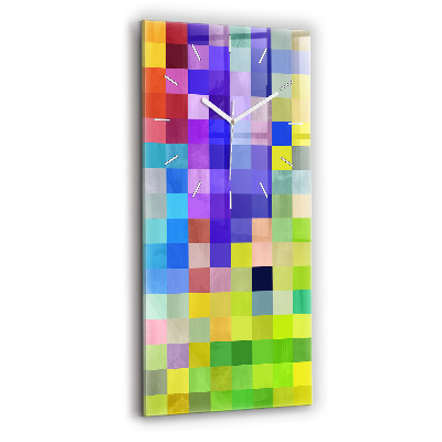 Ceas vertical de perete din sticlă decorativ Compoziția pătratelor