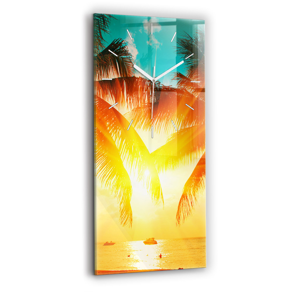 Ceas vertical de perete din sticlă decorativ Vacanțe Relaxare Vară